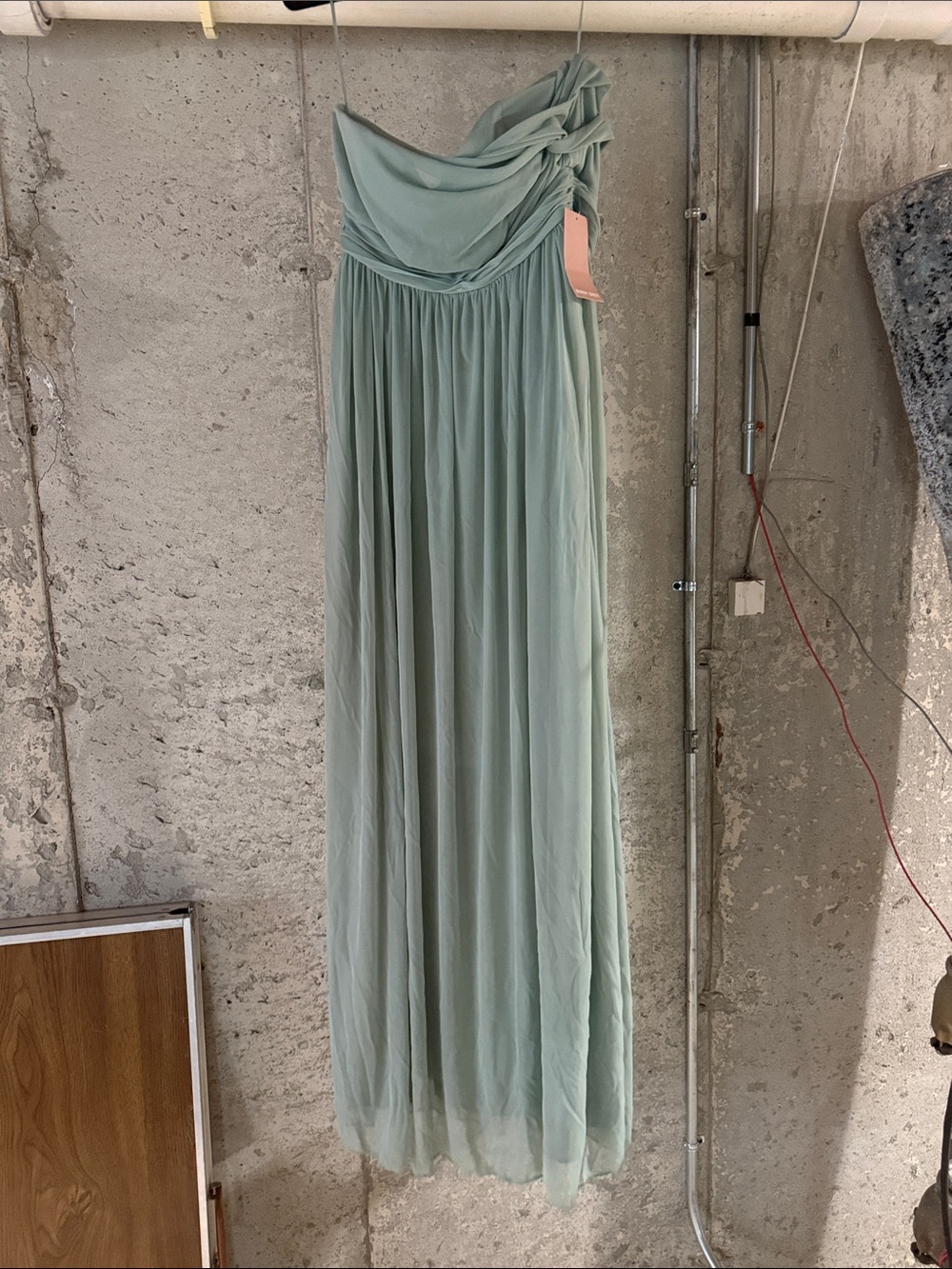 Birdy Grey One-Shoulder Maxi Skirt in Sage